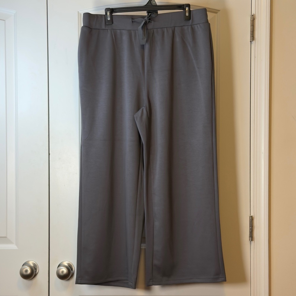 NWOT Coo Chic Gray Sleeveless Size 2X Top/Wide Crop Wide Leg Pants Set V Neck - Picture 6 of 16